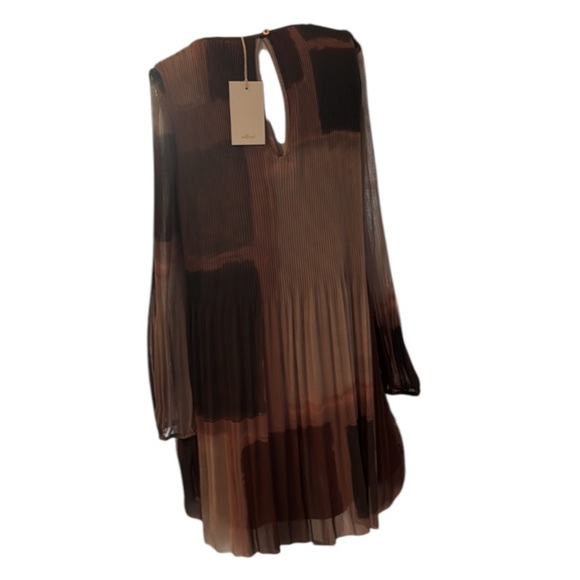 Aritzia Wilfred Elba Pleated Plum Geo Print Chiffon Mini Dress Size XS NWT - Picture 9 of 16